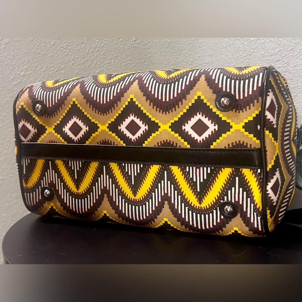 NEW Gigi Hill Los Angeles Sunburst Zigzag Patterned Bag Yellow Brown Aztec Boho - Picture 9 of 12
